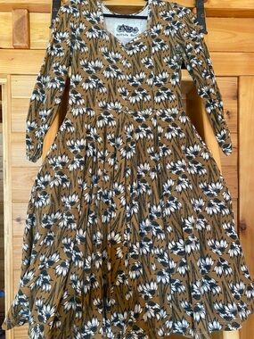 Effie's Heart Mustard and Black Floral Dress